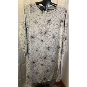 Comfy USA Women's Small Tunic Dress Gray Abstract Floral Side Slits‎